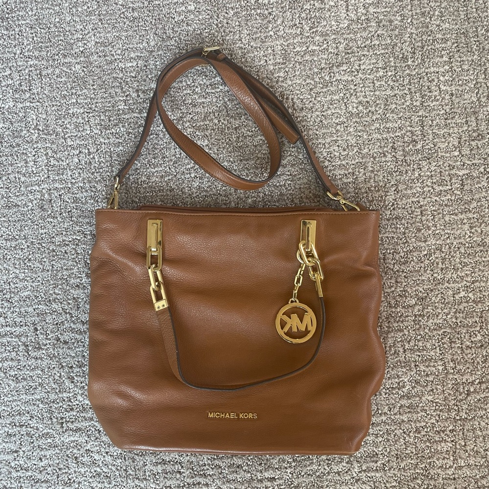 Michael Kors Brown Leather Large Crossbody Purse